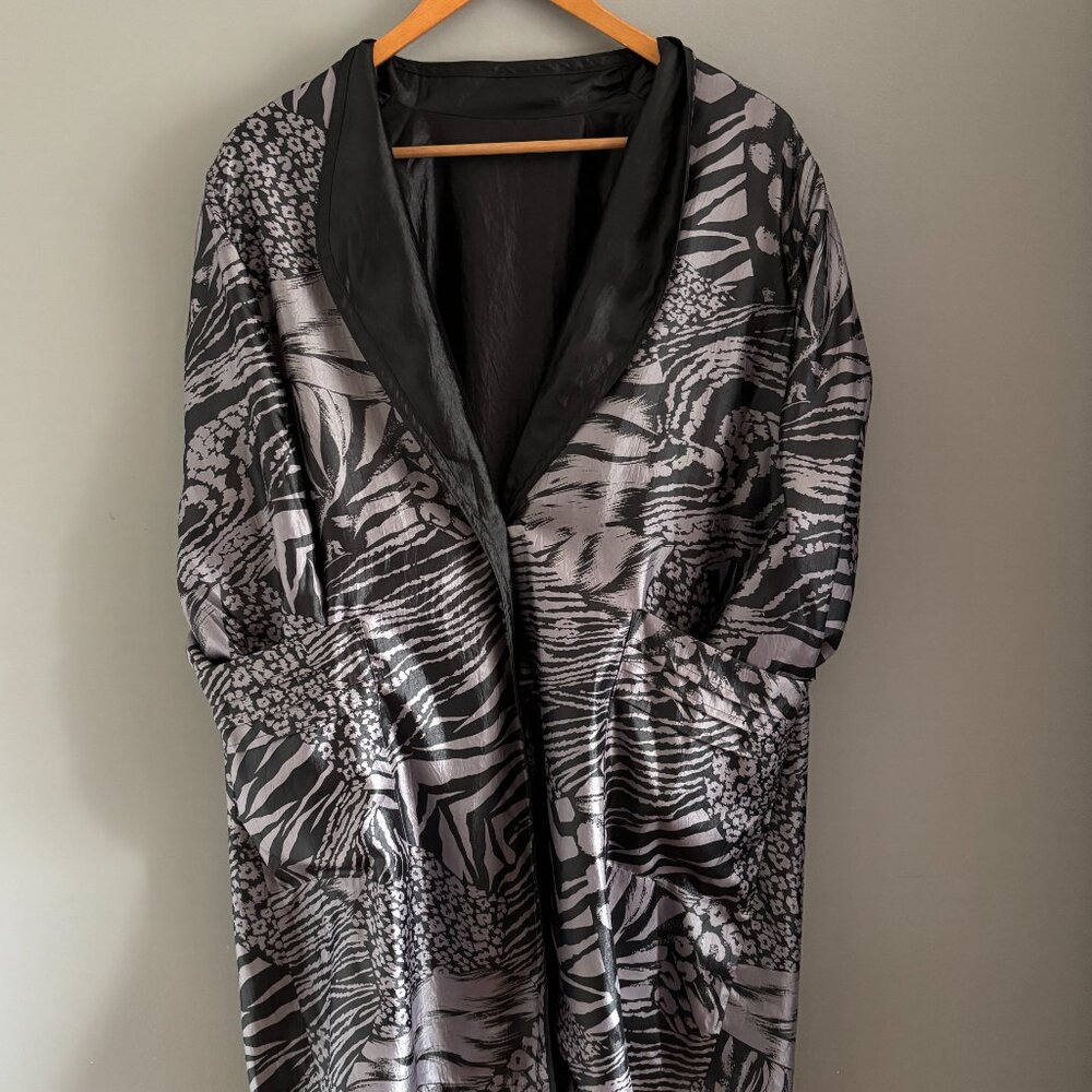 Vintage 80s Reversible Black & Abstract Patterned Jacket